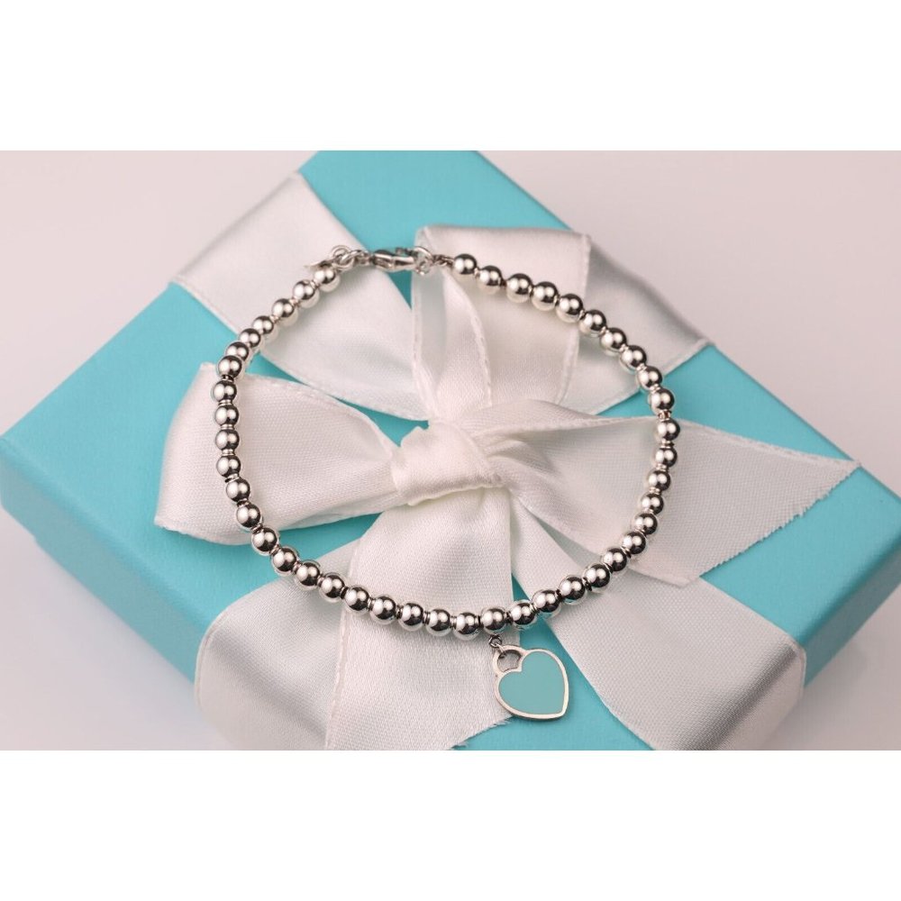 Tiffany & Co. Return to Tiffany Mini Blue Heart Tag Sterling Bead Bracelet - Picture 2 of 5